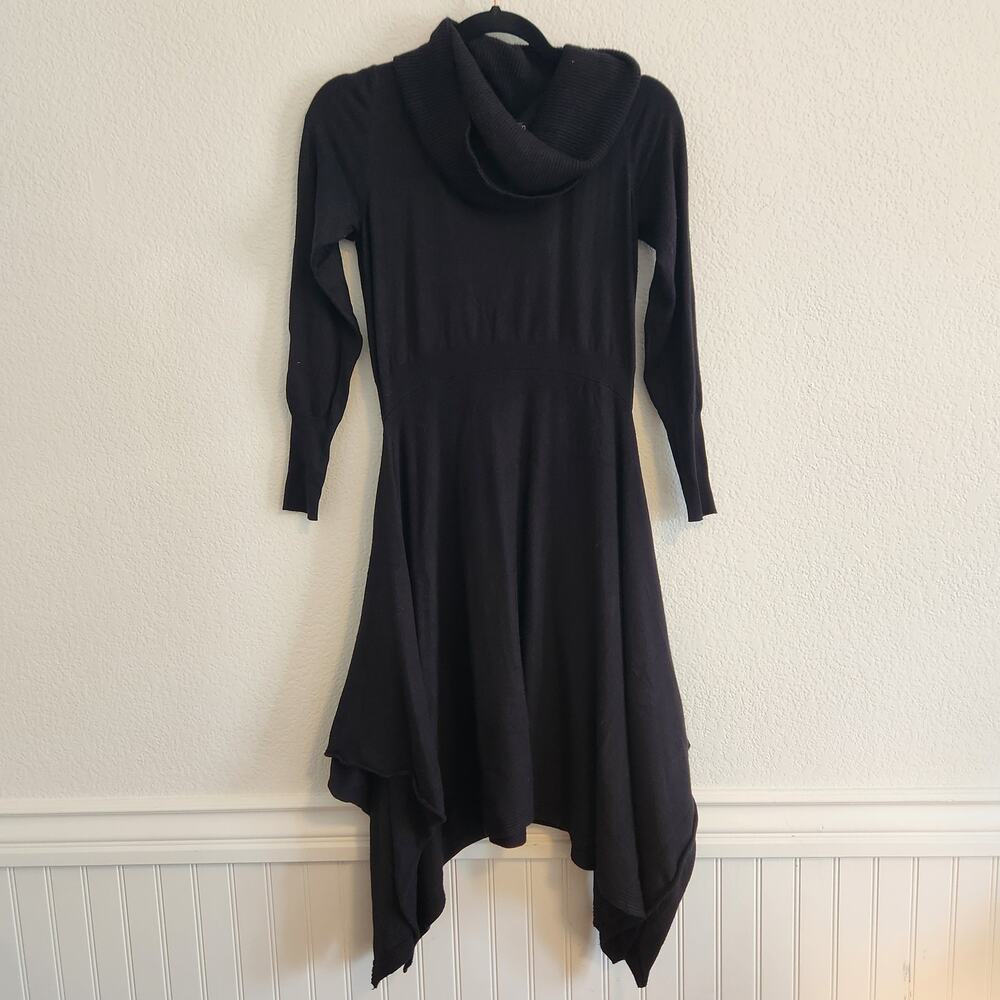 Nina Leonard Women's Size Small Black Cowel Neck Long Sleeve Dramatic Skirt‎ New